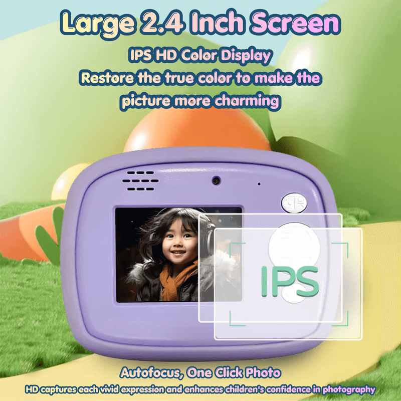 Jucarii, Copii si Bebe - Jucarii si jocuri - Jucarii & jocuri educative - Laptopuri, tablete si gadget-uri copii - Camera Foto Instant pentru Copii, Forma Unicorn, 1080P, Printare Foto Instant, Qova®, Ecran 2.4” IPS, Video HD - Infinity.ro