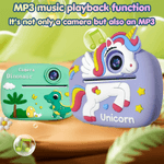 Jucarii, Copii si Bebe - Jucarii si jocuri - Jucarii & jocuri educative - Laptopuri, tablete si gadget-uri copii - Camera Foto Instant pentru Copii, Forma Unicorn, 1080P, Printare Foto Instant, Qova®, Ecran 2.4” IPS, Video HD - Infinity.ro