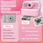 Jucarii, Copii si Bebe - Jucarii si jocuri - Jucarii & jocuri educative - Laptopuri, tablete si gadget-uri copii - Camera Foto Instant Copii Printare, 1080P HD Video, Dual Camera Selfie, Printare Foto Instant, Qova®,3-12 Ani, Roz - Infinity.ro