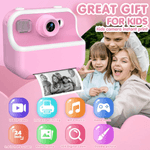 Jucarii, Copii si Bebe - Jucarii si jocuri - Jucarii & jocuri educative - Laptopuri, tablete si gadget-uri copii - Camera Foto Instant Copii Printare, 1080P HD Video, Dual Camera Selfie, Printare Foto Instant, Qova®,3-12 Ani, Roz - Infinity.ro
