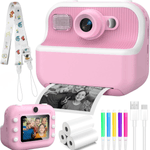 Jucarii, Copii si Bebe - Jucarii si jocuri - Jucarii & jocuri educative - Laptopuri, tablete si gadget-uri copii - Camera Foto Instant Copii Printare, 1080P HD Video, Dual Camera Selfie, Printare Foto Instant, Qova®,3-12 Ani, Roz - Infinity.ro