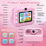 Jucarii, Copii si Bebe - Jucarii si jocuri - Jucarii & jocuri educative - Laptopuri, tablete si gadget-uri copii - Camera Foto Instant Copii Printare, 1080P HD Video, Dual Camera Selfie, Printare Foto Instant, Qova®,3-12 Ani, Roz - Infinity.ro