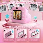 Jucarii, Copii si Bebe - Jucarii si jocuri - Jucarii & jocuri educative - Laptopuri, tablete si gadget-uri copii - Camera Foto Instant Copii Printare, 1080P HD Video, Dual Camera Selfie, Printare Foto Instant, Qova®,3-12 Ani, Roz - Infinity.ro