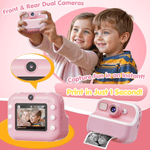 Jucarii, Copii si Bebe - Jucarii si jocuri - Jucarii & jocuri educative - Laptopuri, tablete si gadget-uri copii - Camera Foto Instant Copii Printare, 1080P HD Video, Dual Camera Selfie, Printare Foto Instant, Qova®,3-12 Ani, Roz - Infinity.ro