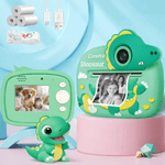 Jucarii, Copii si Bebe - Jucarii si jocuri - Jucarii & jocuri educative - Laptopuri, tablete si gadget-uri copii - Camera Foto Instant Copii, Dinozaur, 1080P, Printare Foto Instant, Qova®, 3-10 Ani, Printare Fara Cerneala, Verde - Infinity.ro