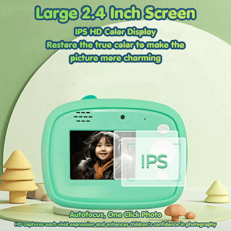 Jucarii, Copii si Bebe - Jucarii si jocuri - Jucarii & jocuri educative - Laptopuri, tablete si gadget-uri copii - Camera Foto Instant Copii, Dinozaur, 1080P, Printare Foto Instant, Qova®, 3-10 Ani, Printare Fara Cerneala, Verde - Infinity.ro