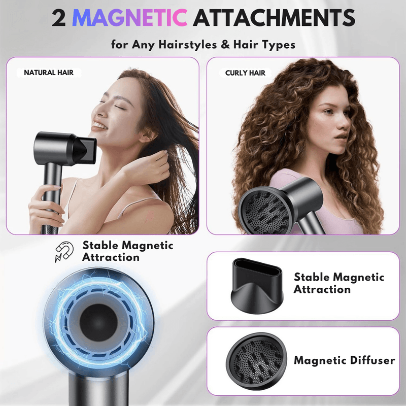 Ingrijire personala si Cosmetice - Aparate & accesorii ingrijire personala - Hair styling - Uscatoare de par - Uscator de Par Profesional, FeonIonic 1600W, Qova®, Ultra-Puternic cu Motor 110.000 RPM, Display LCD Inteligent,Negru - Infinity.ro