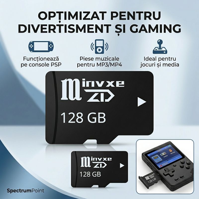 TV, Audio-Video si Foto - Aparate foto si accesorii - Accesorii foto si video - Carduri memorie - Card De Memorie TF (MicroSD), Capacitate 128 GB, Clasa 10, Transfer de mare viteza, Pentru Telefon, Laptop, Tableta - Infinity.ro