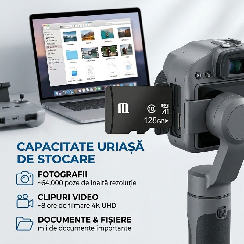 TV, Audio-Video si Foto - Aparate foto si accesorii - Accesorii foto si video - Carduri memorie - Card De Memorie TF (MicroSD), Capacitate 128 GB, Clasa 10, Transfer de mare viteza, Pentru Telefon, Laptop, Tableta - Infinity.ro