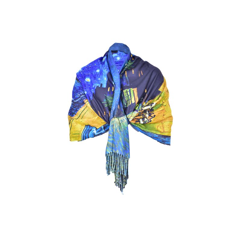 Fashion, accesorii si bijuterii - Femei - Accesorii femei - Esarfe si fulare femei - Fular tip esarfa pictata 2, Dacali, casmir ,03 albastru - Infinity.ro