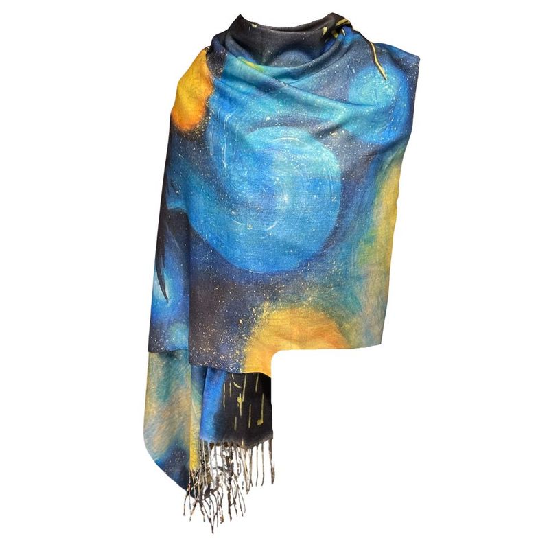 Fashion, accesorii si bijuterii - Femei - Accesorii femei - Esarfe si fulare femei - Fular tip esarfa pictata 2, Dacali, casmir ,03 albastru - Infinity.ro