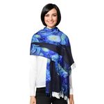 Fashion, accesorii si bijuterii - Femei - Accesorii femei - Esarfe si fulare femei - Fular tip esarfa pictata multicolor 2, casmir, 08 albastru/galben - Infinity.ro
