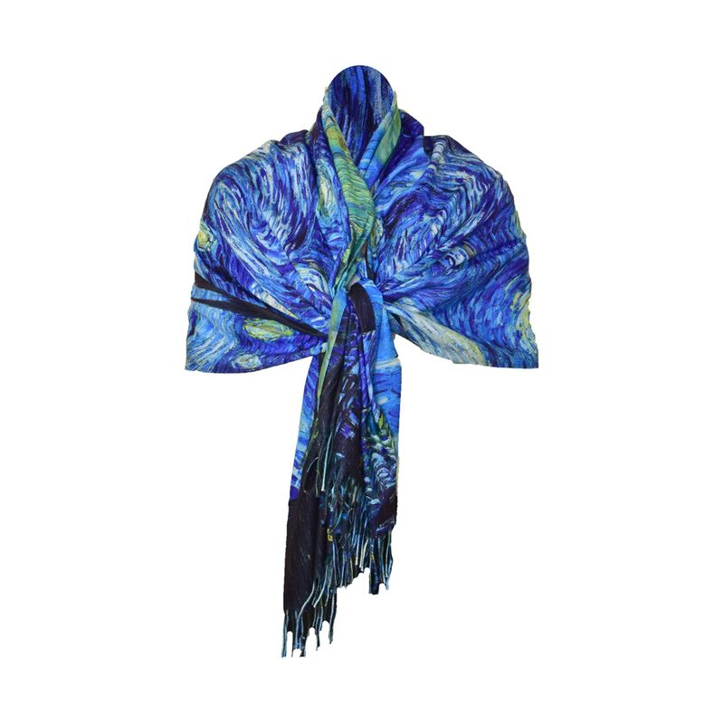 Fashion, accesorii si bijuterii - Femei - Accesorii femei - Esarfe si fulare femei - Fular tip esarfa pictata multicolor 2, casmir, 08 albastru/galben - Infinity.ro
