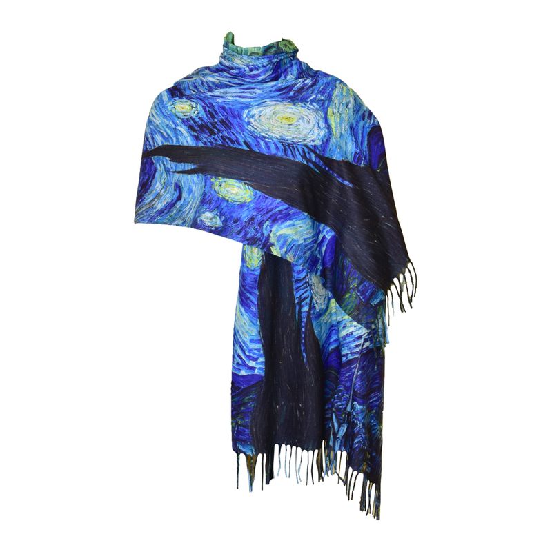 Fashion, accesorii si bijuterii - Femei - Accesorii femei - Esarfe si fulare femei - Fular tip esarfa pictata multicolor 2, casmir, 08 albastru/galben - Infinity.ro