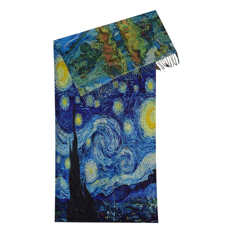 Fashion, accesorii si bijuterii - Femei - Accesorii femei - Esarfe si fulare femei - Fular tip esarfa pictata multicolor 2, casmir, 08 albastru/galben - Infinity.ro