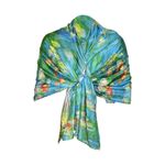 Fashion, accesorii si bijuterii - Femei - Accesorii femei - Esarfe si fulare femei - Esarfa tip sal doua fete pictata, Dacali, matase, FU bleu - Infinity.ro