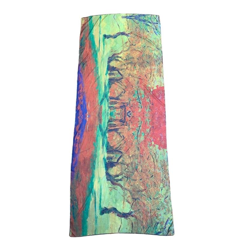 Fashion, accesorii si bijuterii - Femei - Accesorii femei - Esarfe si fulare femei - Esarfa tip sal doua fete pictata 3, Dacali, matase, portocaliu/verde inchis, 180x70cm - Infinity.ro