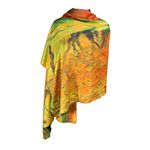 Fashion, accesorii si bijuterii - Femei - Accesorii femei - Esarfe si fulare femei - Esarfa tip sal doua fete pictata 3, Dacali, matase, portocaliu/verde inchis, 180x70cm - Infinity.ro