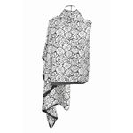 Fashion, accesorii si bijuterii - Femei - Accesorii femei - Esarfe si fulare femei - Esarfa tip sal dama 24E din matase vegetala cu atingere de matase fina, alb/negru, 180 x 82 cm - Infinity.ro
