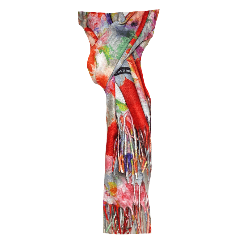 Fashion, accesorii si bijuterii - Femei - Accesorii femei - Esarfe si fulare femei - Fular casmir dama F, Dacali, rosu/albastru pastel, 180 x 70 cm - Infinity.ro