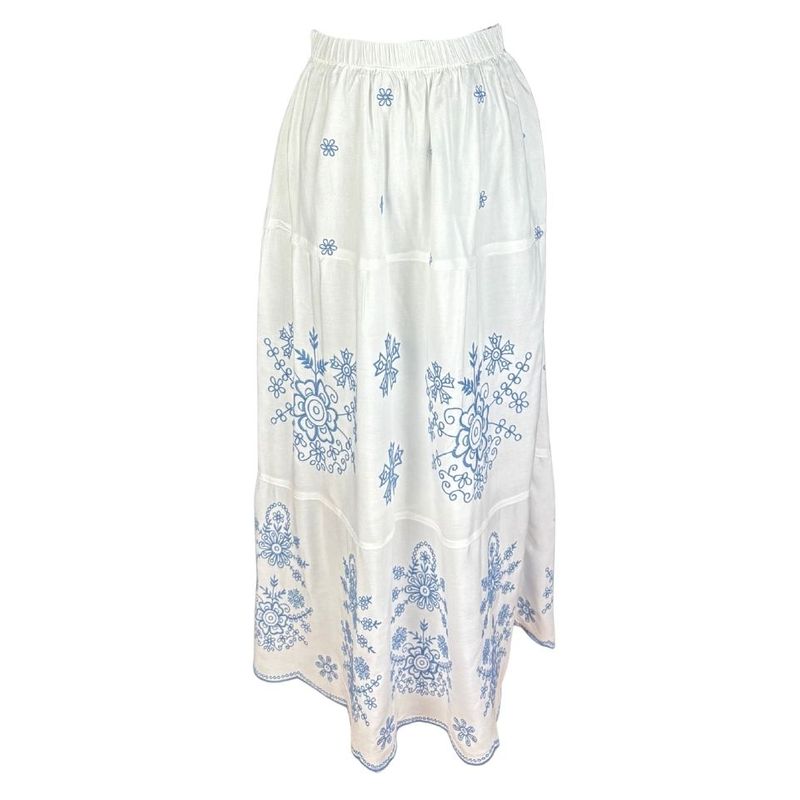 Fashion, accesorii si bijuterii - Femei - Imbracaminte femei - Fuste femei - Fusta dama 24F alb/albastru marin , marime XL - Infinity.ro