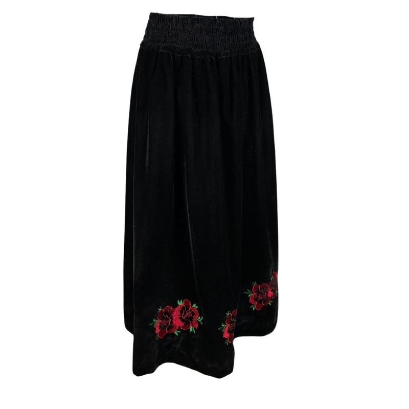 Fashion, accesorii si bijuterii - Femei - Imbracaminte femei - Fuste femei - Fusta dama din catifea negru/rosu , marime 3XL - Infinity.ro