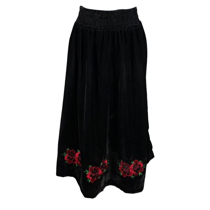 Fashion, accesorii si bijuterii - Femei - Imbracaminte femei - Fuste femei - Fusta dama din catifea negru/rosu , marime 3XL - Infinity.ro
