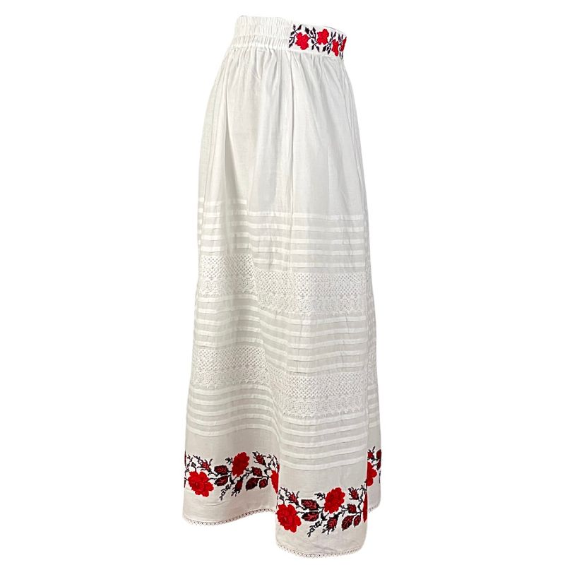 Fashion, accesorii si bijuterii - Femei - Imbracaminte femei - Fuste femei - Fusta dama R24F, alb crystal/rosu , marime 3XL - Infinity.ro