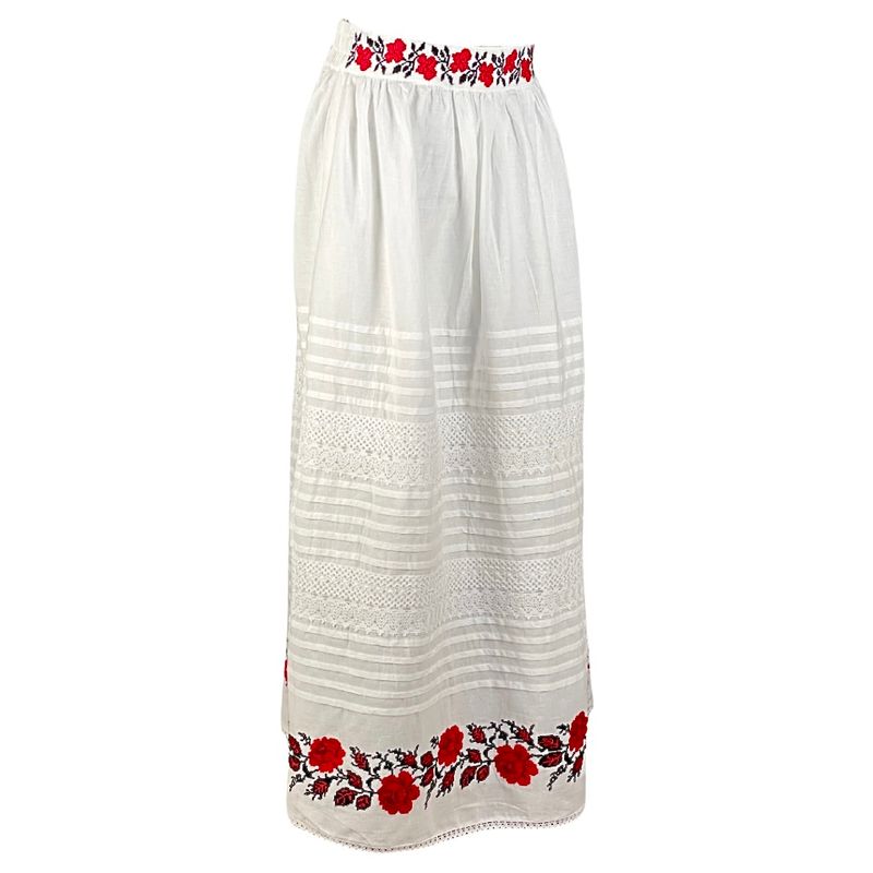 Fashion, accesorii si bijuterii - Femei - Imbracaminte femei - Fuste femei - Fusta dama R24F, alb crystal/rosu , marime 3XL - Infinity.ro