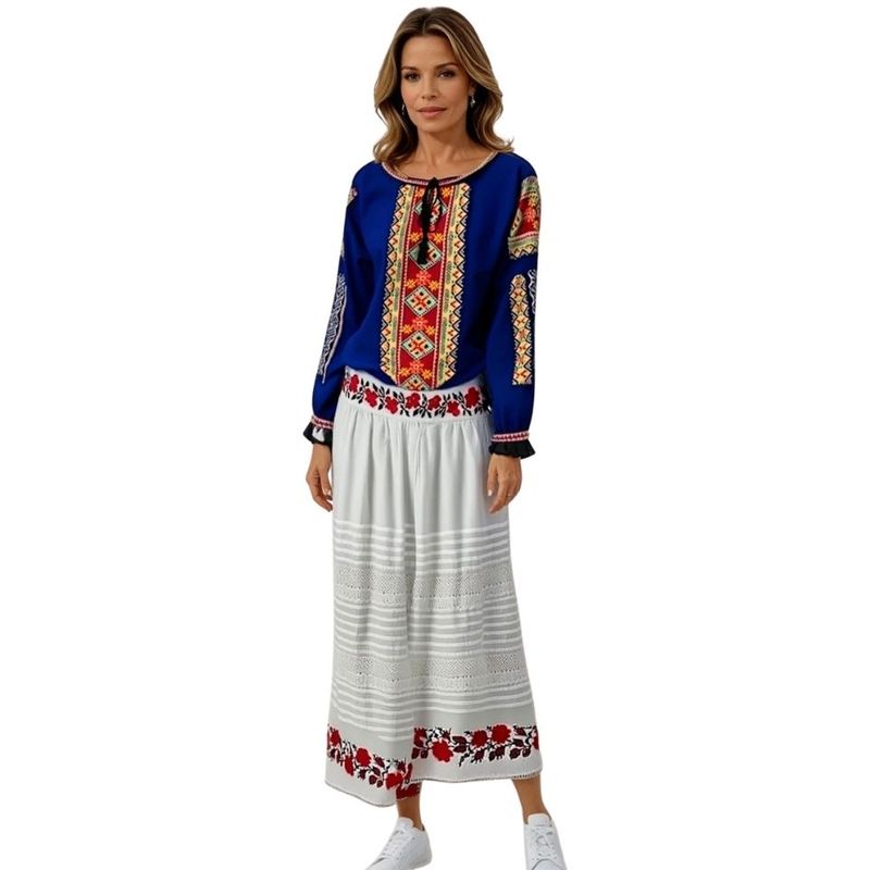 Fashion, accesorii si bijuterii - Femei - Imbracaminte femei - Fuste femei - Fusta dama R24F, alb crystal/rosu , marime 3XL - Infinity.ro