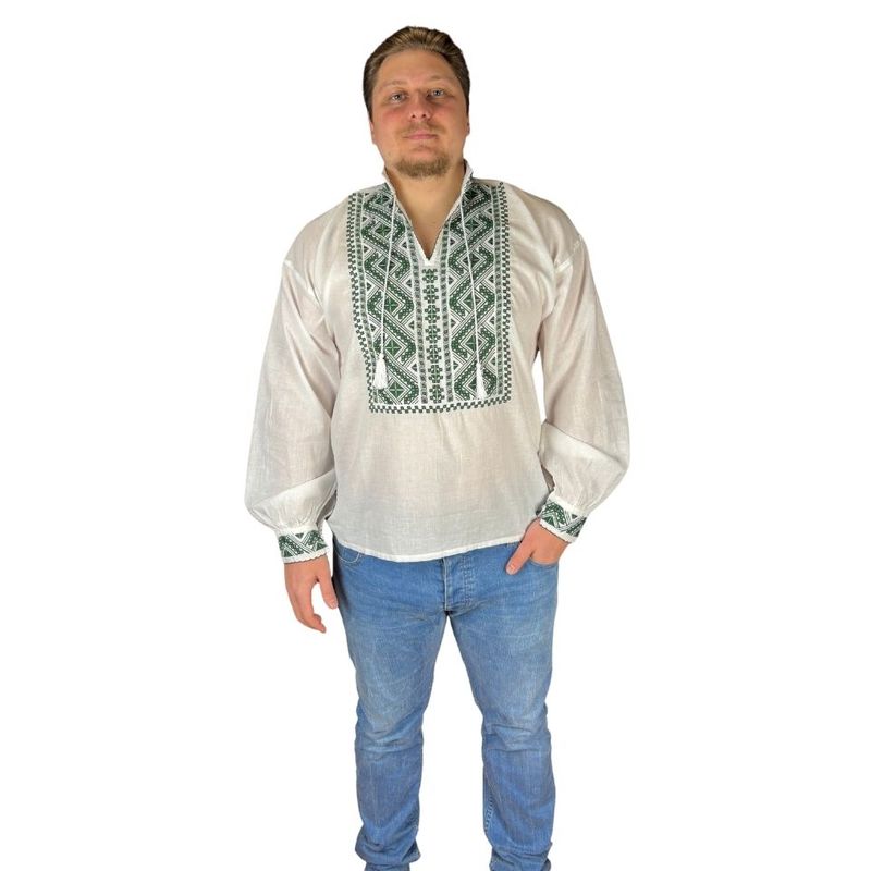 Fashion, accesorii si bijuterii - Barbati - Imbracaminte - Camasi barbati - Ie barbati CP26 alb crystal/olive , marimea S - Infinity.ro