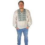 Fashion, accesorii si bijuterii - Barbati - Imbracaminte - Camasi barbati - Ie barbati CP26 alb crystal/olive , marimea S - Infinity.ro