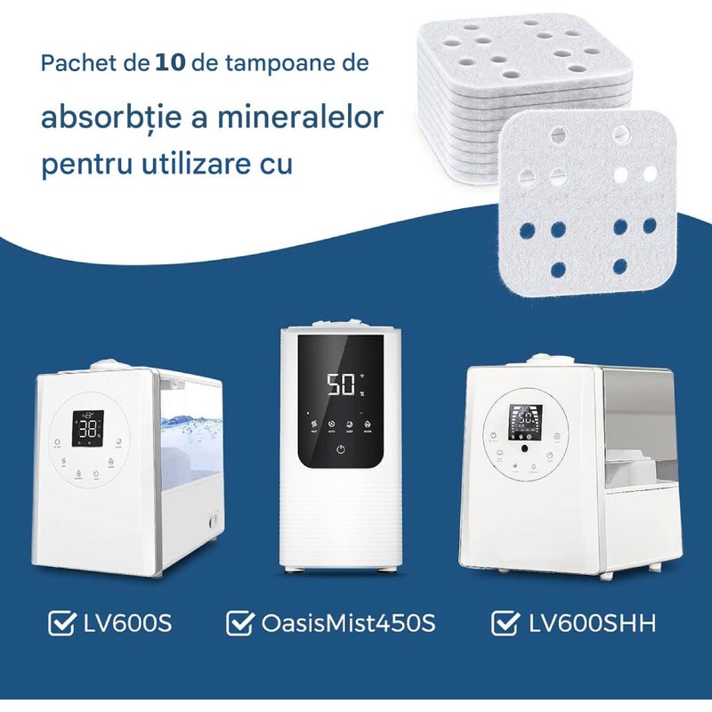 Electronice si Electrocasnice - Ingrijirea locuintei - Accesorii aparate pentru ingrijirea locuintei - Set 10 buc filtre PAA-home compatibile cu Levoit LV600S LV600HH OasisMist450S, absorbtie minerale si protectie aparat - Infinity.ro