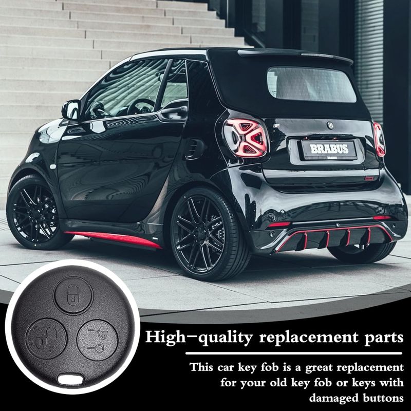 Auto si Moto - Piese auto si accesorii - Caroserie - Usi auto si accesorii - Carcasa cheie telecomanda Techstar compatibila Smart Fortwo 450/City-Coupe/Cabrio, Roadster, Forfour, 3 butoane, neagra - Infinity.ro