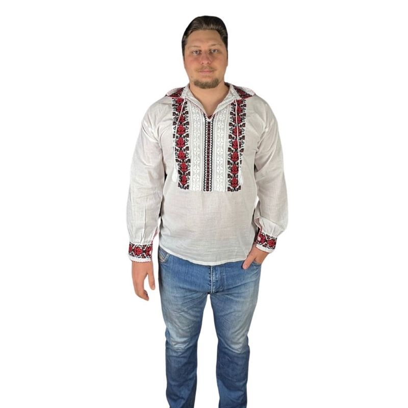 Fashion, accesorii si bijuterii - Barbati - Imbracaminte - Camasi barbati - Ie barbati CP26 alb/rosu cireasa , marimea 3XL - Infinity.ro