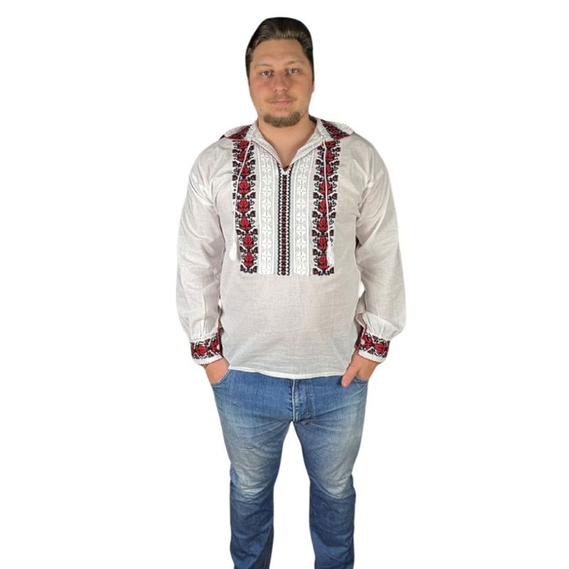 Fashion, accesorii si bijuterii - Barbati - Imbracaminte - Camasi barbati - Ie barbati CP26 alb/rosu cireasa , marimea S - Infinity.ro