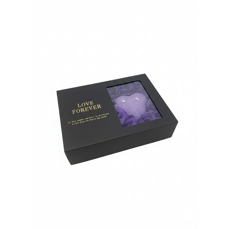 Casa si Gradina - Decoratiuni - Aromaterapie si lumanari - Lumanari si candele - Set cadou Love Forever, lumanare inima parfumata, bijuterii cu cristale mov, 3 piese, cutie premium - Infinity.ro
