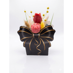 Casa si Gradina - Decoratiuni - Aromaterapie si lumanari - Lumanari si candele - Aranjament Premium "Gentuță cu Fundă" – Flori Nemuritoare și Lumânări Parfumate din Ceara de Soia Naturală, Negru - Infinity.ro