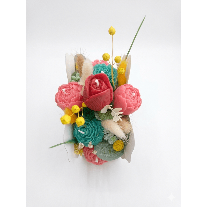 Casa si Gradina - Decoratiuni - Aromaterapie si lumanari - Lumanari si candele - Aranjament Premium "Gentuță cu Fundă" – Flori Nemuritoare și Lumânări Parfumate din Ceara de Soia Naturală, Negru - Infinity.ro