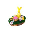 Market - Cadouri - Flori si aranjamente - Decoratiune pentru interior, aranjament cu licheni stabilizati si iepuras ceramic de Paste, cu lumanare, 18 cm - Infinity.ro