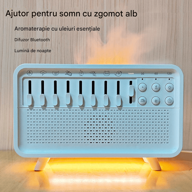 Casa si Gradina - Decoratiuni - Aromaterapie si lumanari - Difuzoare aromaterapie - Difuzor Aromaterapie Arvada Essence®, Bluetooth, Sunete Natura, 3 Niveluri Lumina, Temporizator, Adulti/Copii, Alb - Infinity.ro