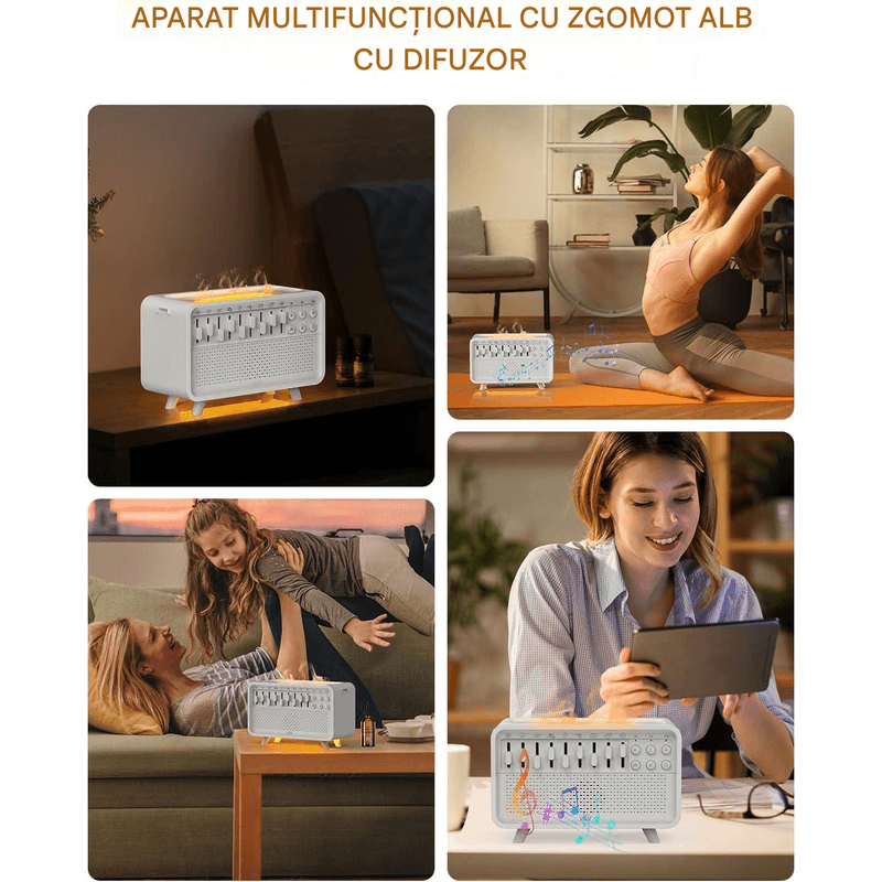 Casa si Gradina - Decoratiuni - Aromaterapie si lumanari - Difuzoare aromaterapie - Difuzor Aromaterapie Arvada Essence®, Bluetooth, Sunete Natura, 3 Niveluri Lumina, Temporizator, Adulti/Copii, Alb - Infinity.ro