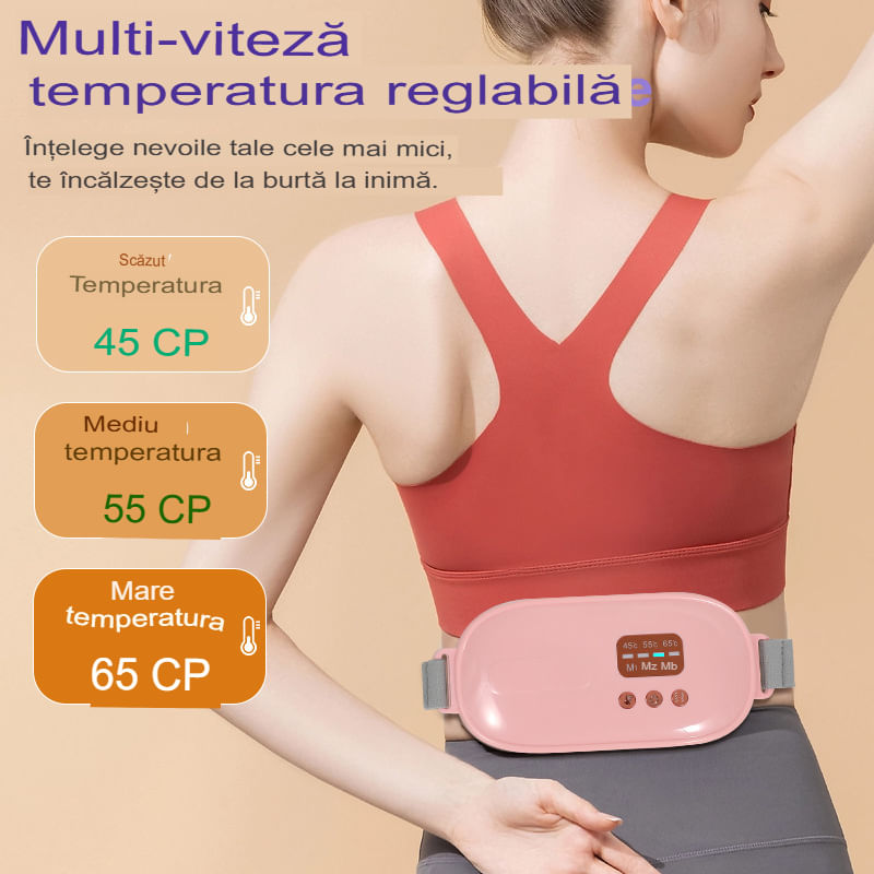 Ingrijire personala si Cosmetice - Sanatate si wellness - Articole wellness - Aparate si dispozitive de masaj - Centura Masaj si Incalzire Arvada® Relief, Anti Dureri Menstruale, 3 Trepte Vibratii, Portabil, Acumulator, Talie, Roz - Infinity.ro