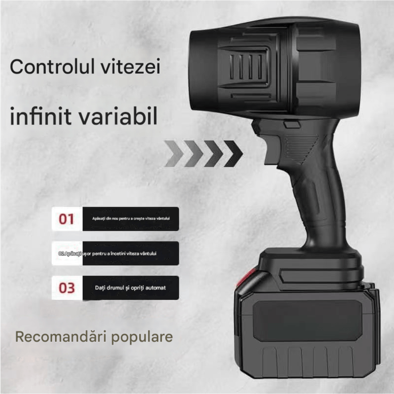 Casa si Gradina - Gradinarit si plante - Utilaje gradina - Aspiratoare, suflante si tocatoare - Suflanta Arvada AeroFlux, portabila, 40000 RPM, 2000kW, negru, cu 2 acumulatori lithium - Infinity.ro