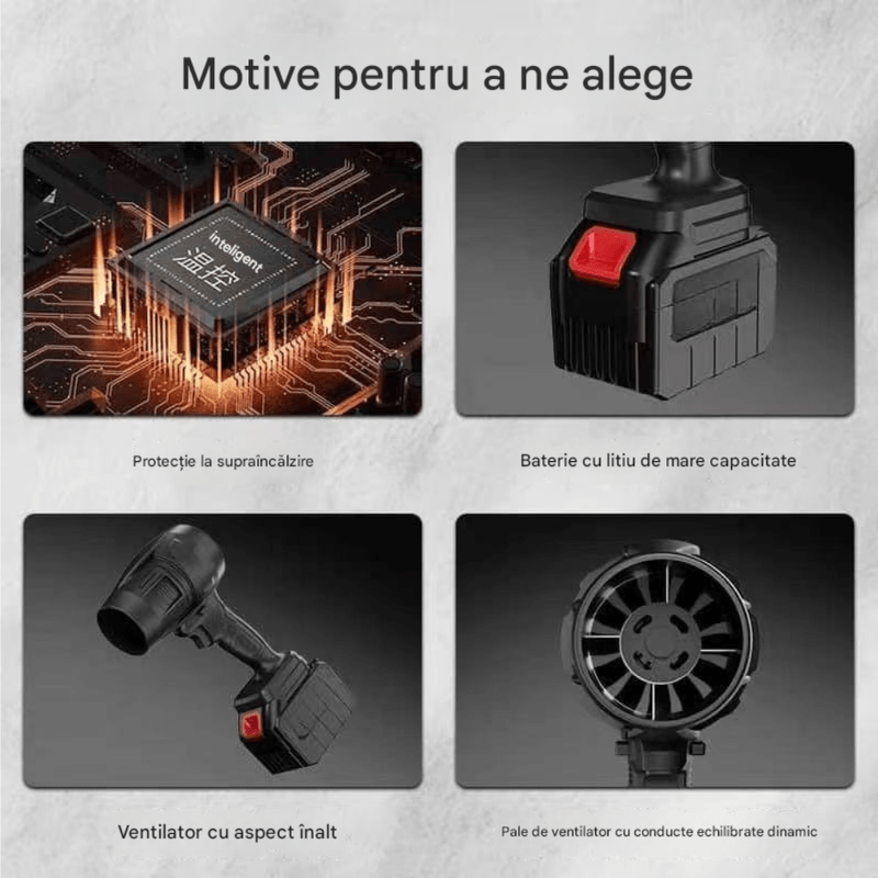 Casa si Gradina - Gradinarit si plante - Utilaje gradina - Aspiratoare, suflante si tocatoare - Suflanta Arvada AeroFlux, portabila, 40000 RPM, 2000kW, negru, cu 2 acumulatori lithium - Infinity.ro