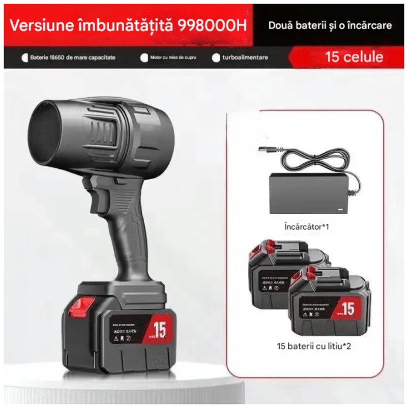 Casa si Gradina - Gradinarit si plante - Utilaje gradina - Aspiratoare, suflante si tocatoare - Suflanta Arvada AeroFlux, portabila, 40000 RPM, 2000kW, negru, cu 2 acumulatori lithium - Infinity.ro
