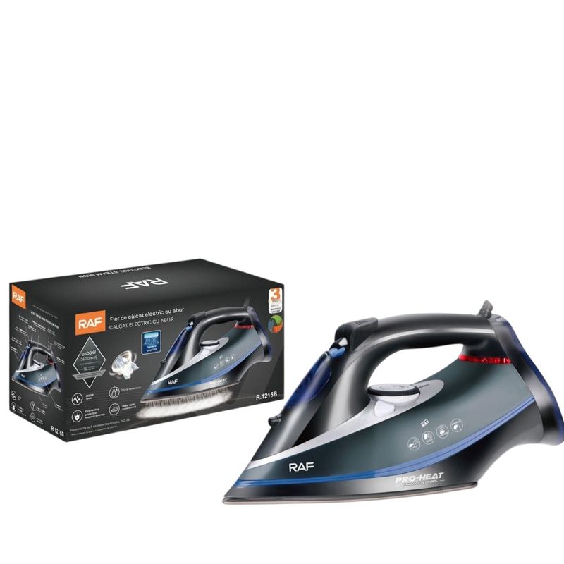 Electronice si Electrocasnice - Ingrijirea tesaturilor - Fiare de calcat - Fier de calcat RAF R.1215J 2600W, talpa ceramica, jet abur 120g, abur reglabil, rezervor 270ml, protectie supraincalzire - Infinity.ro