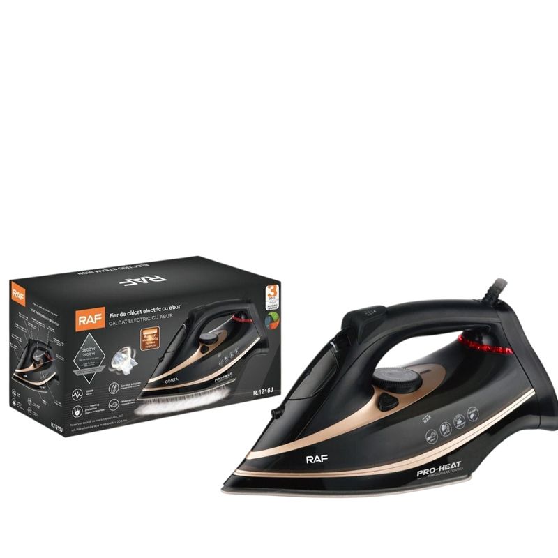 Electronice si Electrocasnice - Ingrijirea tesaturilor - Fiare de calcat - Fier de calcat RAF R.1215J 2600W, talpa ceramica, jet abur 120g, abur reglabil, rezervor 270ml, protectie supraincalzire - Infinity.ro