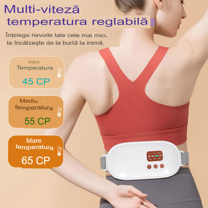 Ingrijire personala si Cosmetice - Sanatate si wellness - Articole wellness - Aparate si dispozitive de masaj - Centura Masaj si Incalzire Arvada® Relief, Anti Dureri Menstruale, 3 Trepte Vibratii, Portabil, Acumulator, Talie, Alb - Infinity.ro