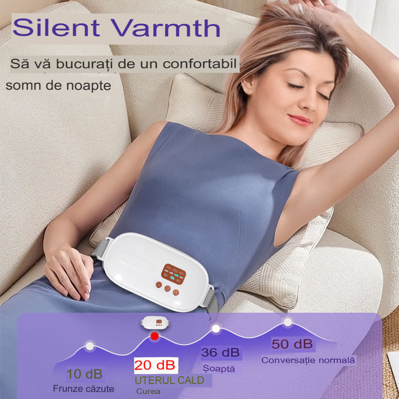 Ingrijire personala si Cosmetice - Sanatate si wellness - Articole wellness - Aparate si dispozitive de masaj - Centura Masaj si Incalzire Arvada® Relief, Anti Dureri Menstruale, 3 Trepte Vibratii, Portabil, Acumulator, Talie, Alb - Infinity.ro
